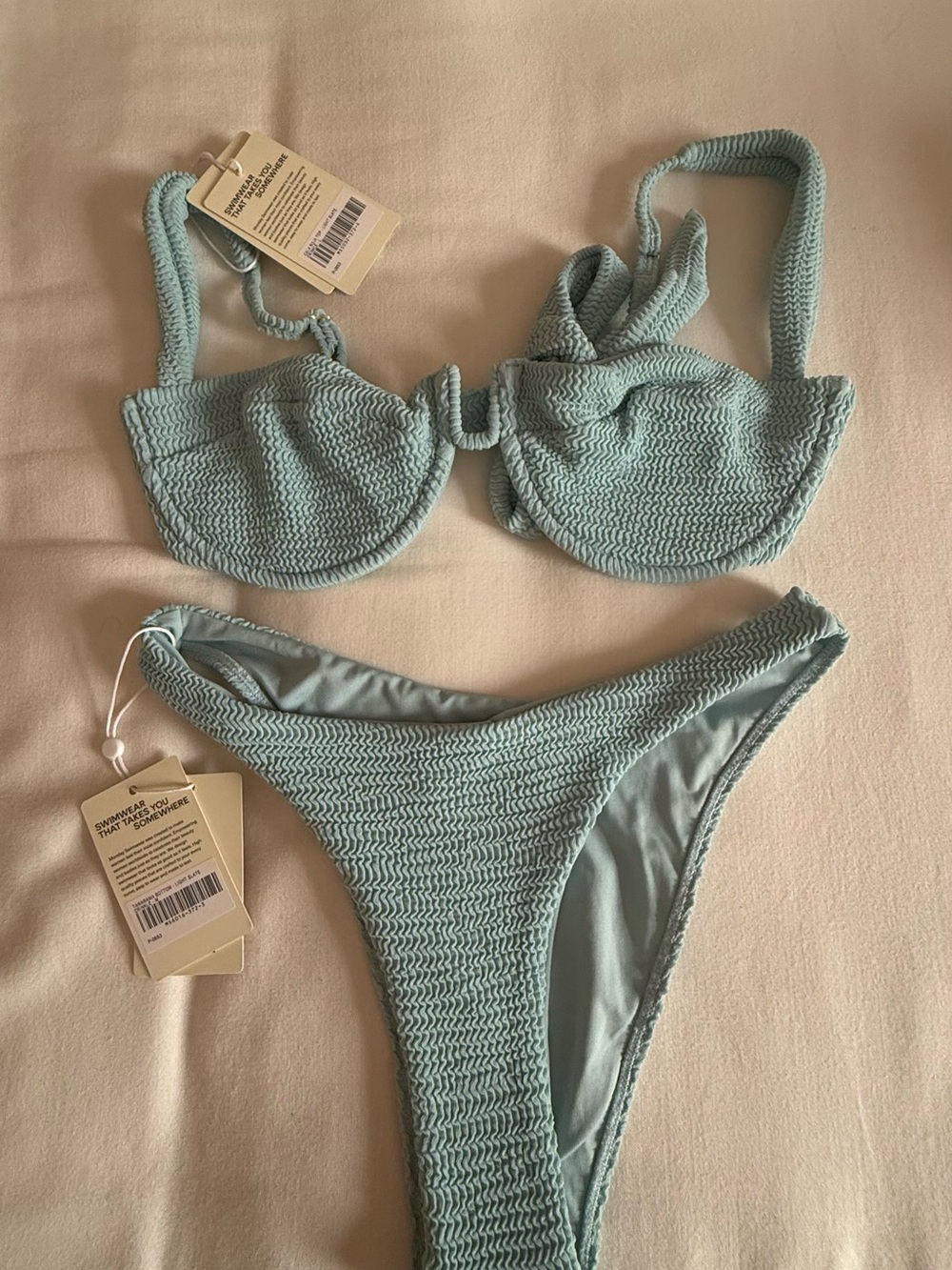 Monday Swimwear Light Blue Textured Underwire Bikini